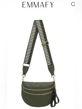 Emmafy GoFree - Olive Green Woven Leather Bum Bag